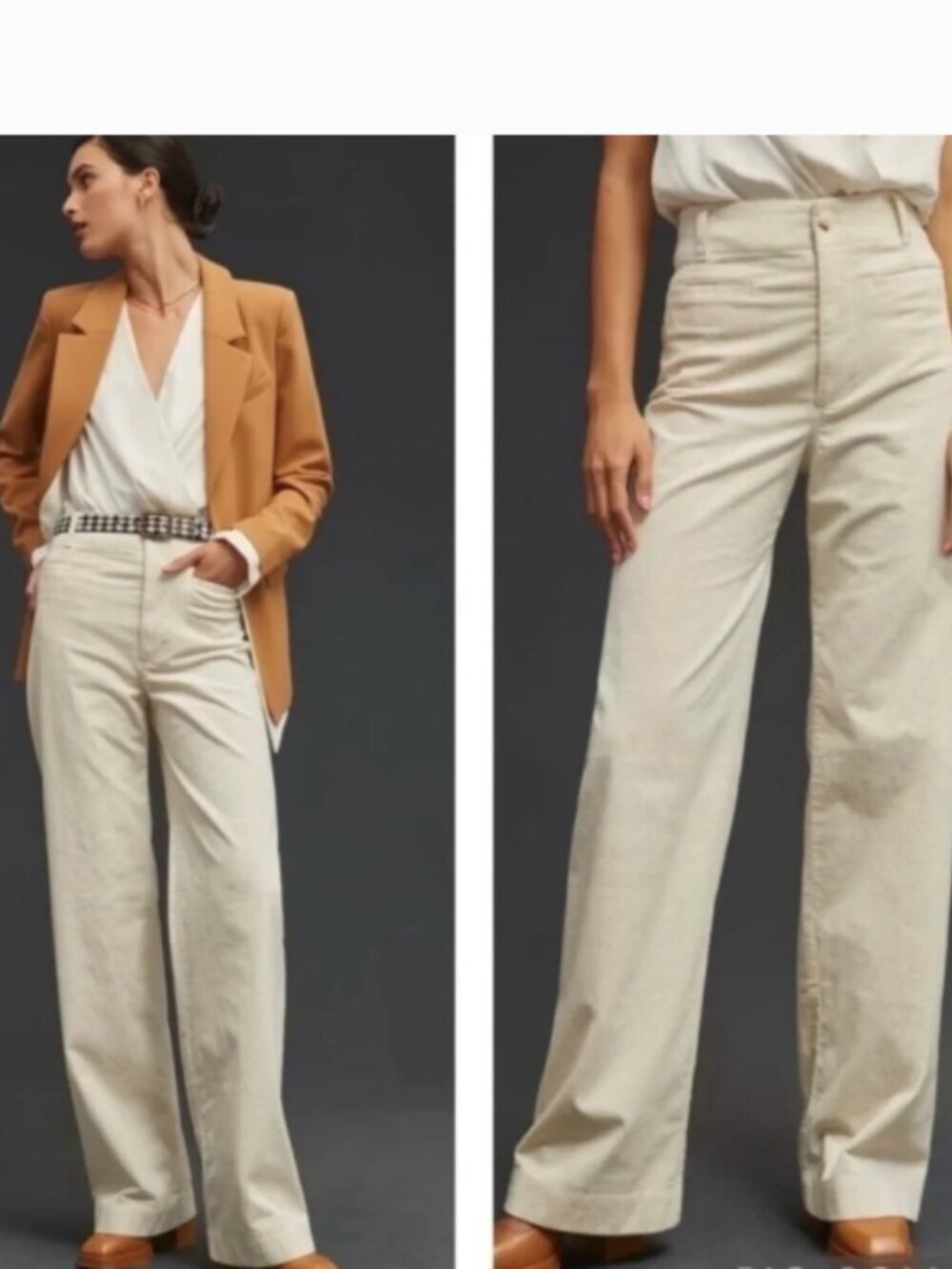 Anthropologie Maeve The Colette Full Length Trouser Corduroy Ivory 28 Tall
